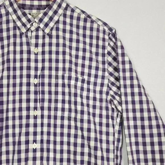 J Crew Men's Button Down Long Sleeve Shirt Medium 100% Cotton Purple Checkered‎ - Picture 5 of 16